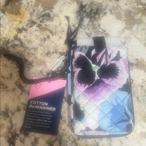 New (retired) Vera Bradley RFID smartphone wristlet in Plum Pansies